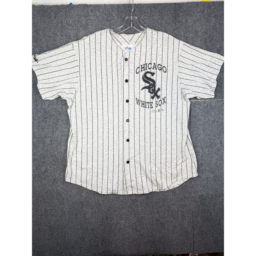 Vintage 1997 Chicago White Sox Majestic Jersey Men XL Gray Striped Made In USA